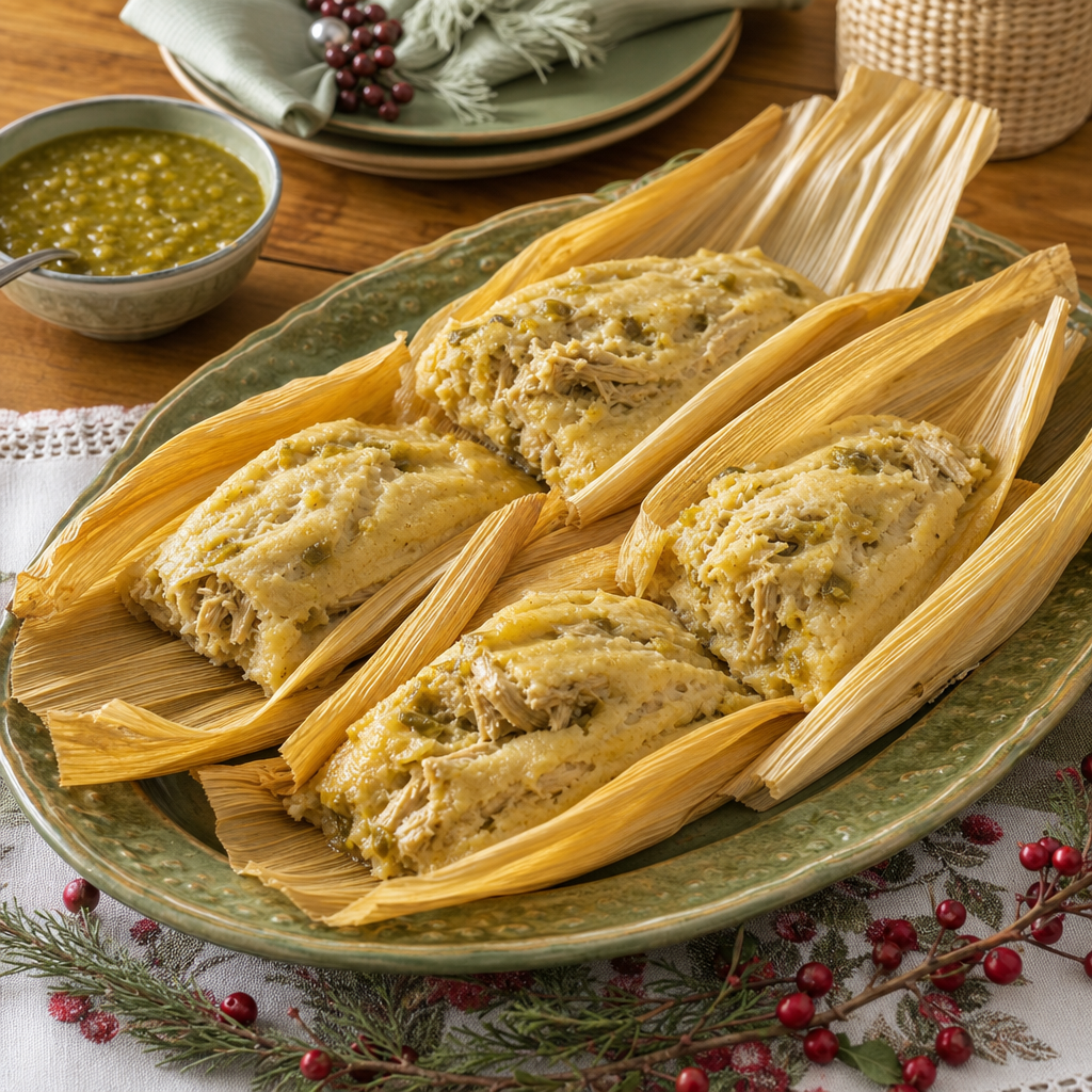 Recipe photo for Green Chile Chicken Tamales